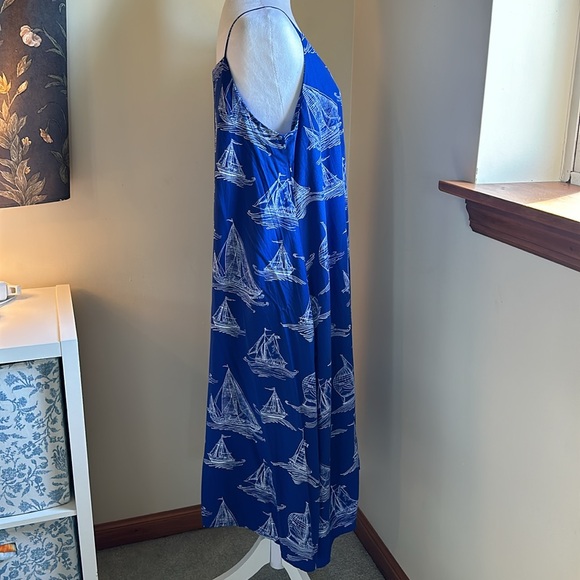 Antibes Blanc Blue and White Sailboat Spaghetti Strap Dress in size Medium - Picture 5 of 8